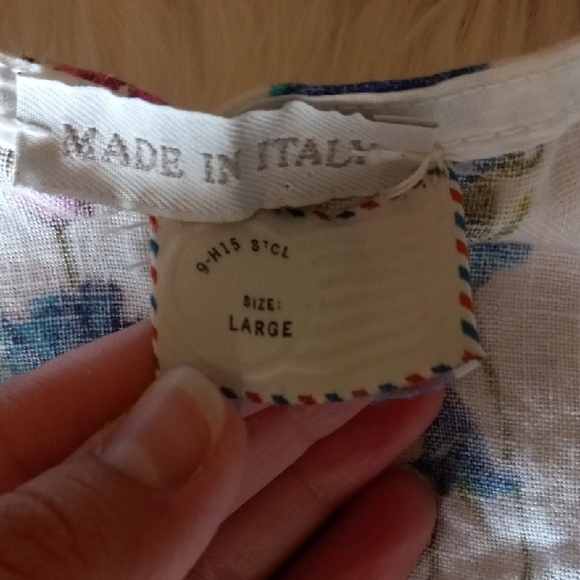 Italian Floral Linen Dress sz L - Picture 5 of 7